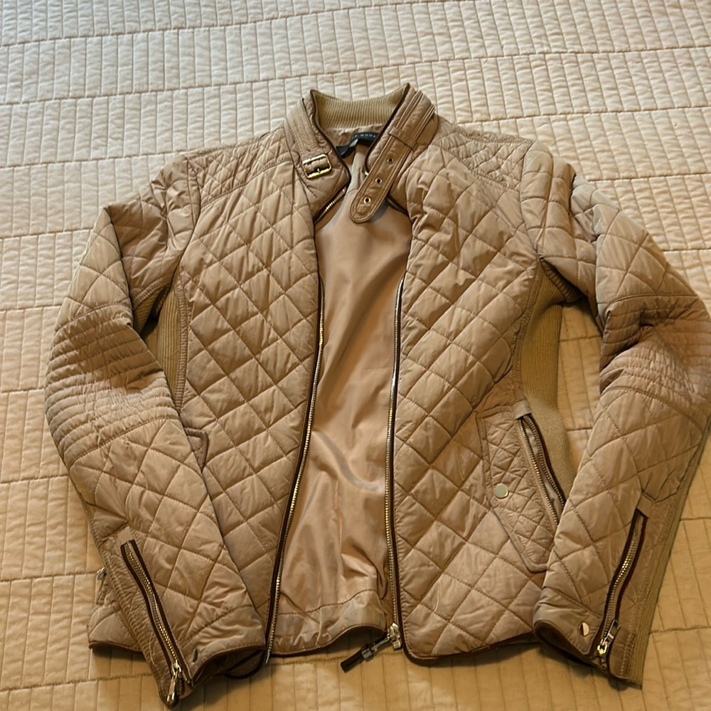 Women’s XS biker zipper jacket in tan
